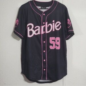 Barbie Women’s Black & Pink Baseball Jersey NWT !